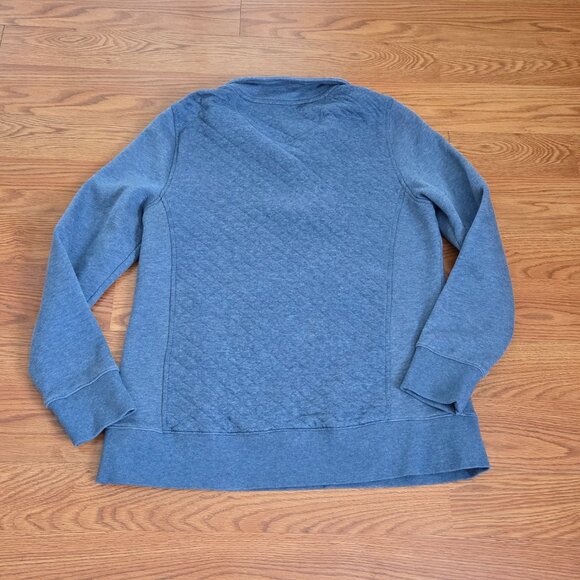 LL Bean Women's Medium Quarter Zip Quilted Pullover Sweatshirt Blue Classic Cozy - Picture 11 of 13